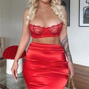 Fashion Nova Anything But Innocent Matching Skirt Set - Red